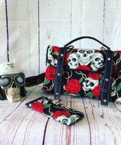 Ensemble sac cartable et étui à lunettes Miss Skull & Roses